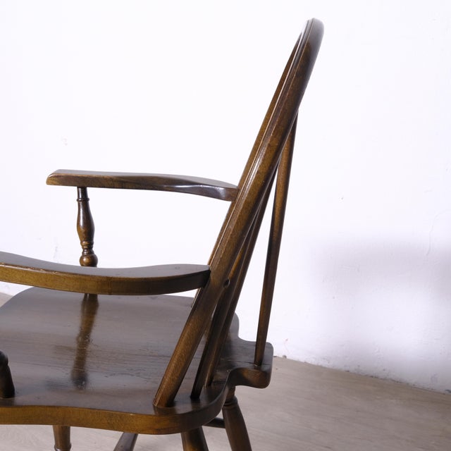 Brown Antique English Windsor Chair with Armrests, 19th Century For Sale - Image 8 of 14