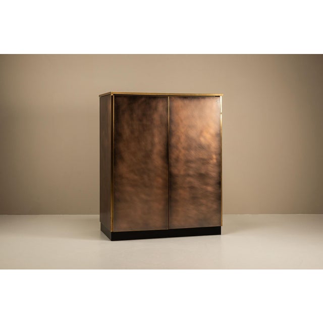 Metal Bronze-Brushed Cabinet with Brass Base from Belgochrom, 1980s For Sale - Image 7 of 12