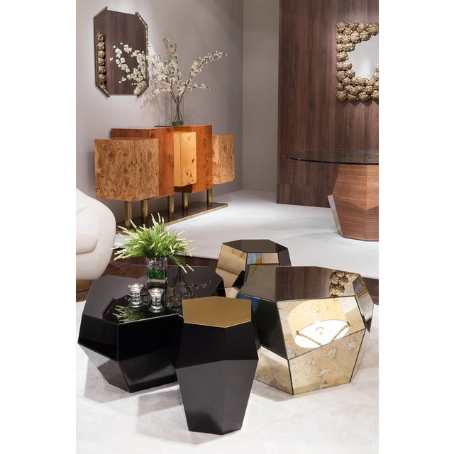Three Rocks Low Coffee Table in Black Glass from Insidherland For Sale - Image 4 of 6