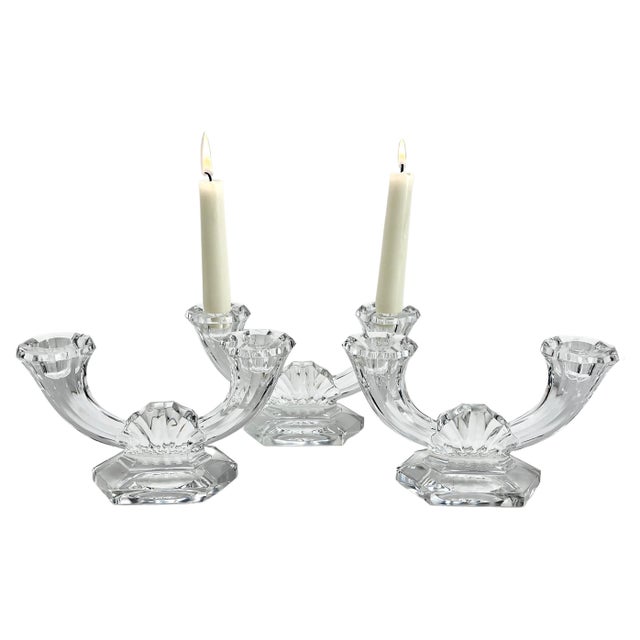 Belgian Crystal Candlesticks by Val Saint Lambert, 1930s, Set of 3 For Sale - Image 13 of 15