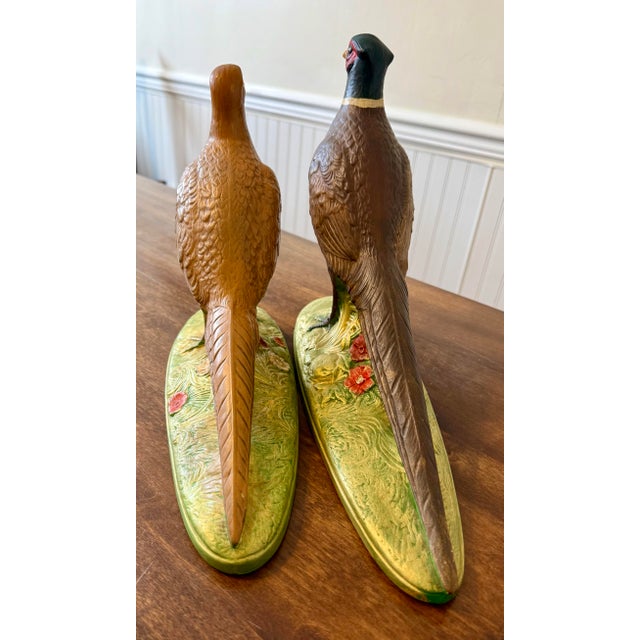 Late 20th Century Large Hand-Painted Pheasant Pair For Sale - Image 5 of 12