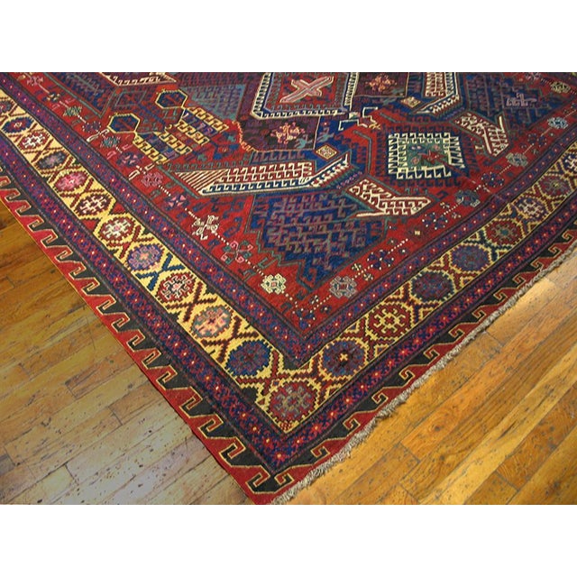 Tribal Outstanding Red Rust Color With Geometric Design Antique Caucasian Sumak Rug For Sale - Image 3 of 5