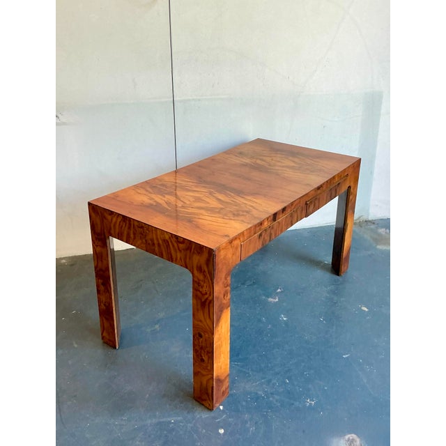 Wood Vintage Burl Wood Writing Desk For Sale - Image 7 of 9