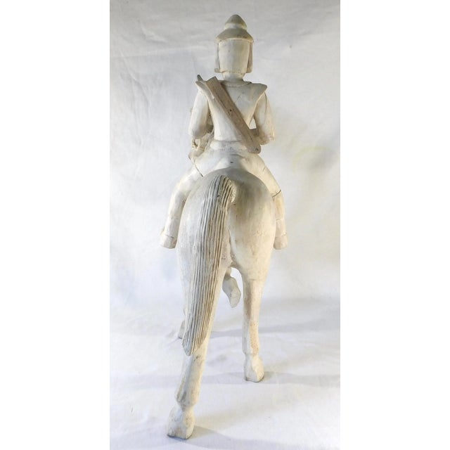 Large Vintage Japanese Man on Horse Figural Wooden Sculpture Statue For Sale In West Palm - Image 6 of 7
