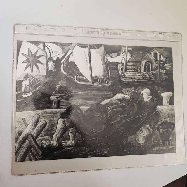 After Beppe Serafini, The Sailor's Rest, 1980, Oil on Cardboard, Framed For Sale - Image 11 of 17