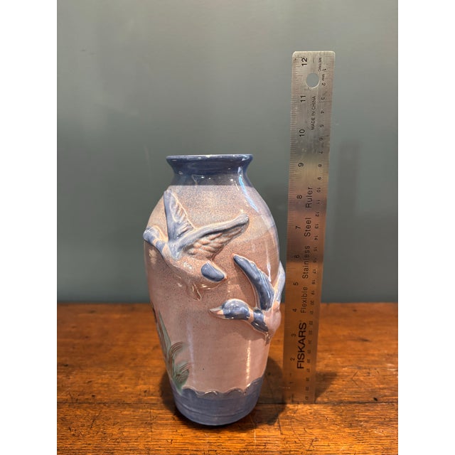 1960s Mid-Century Danish Dissing Keramik Flying Ducks Relief Pottery Vase 9.25” For Sale - Image 11 of 11