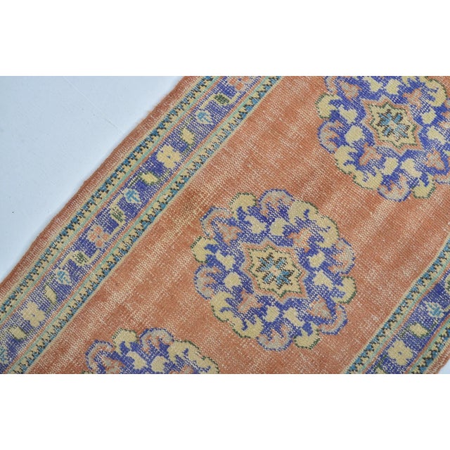 Apricot Antique Vintage Kitchen Decor Runner Rug For Sale - Image 8 of 10
