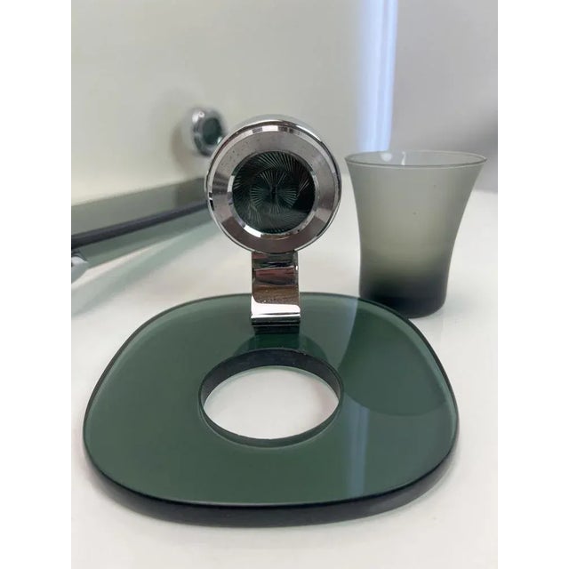 Bathroom Set in Chrome and Green Glass, 1970s, Set of 6 For Sale - Image 9 of 13