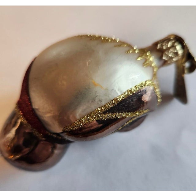Vintage 1970s Songbird Clip-On Hand Blown Christmas Ornament With Gold Micca For Sale - Image 10 of 11