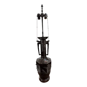 1920s Japanese Bronze Vase Made Into Lamp