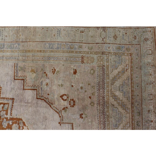 Vintage Turkish Oushak Rug in Brown, Pale Green, Taupe & Taupe Light Purple For Sale - Image 11 of 17