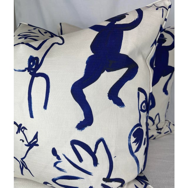Transitional Kelly O'Neil "Pablo" in Indigo on Bone 22" Pillows-A Pair For Sale - Image 3 of 3