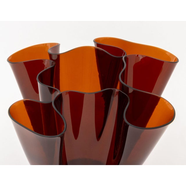 Fontana Arte Amber Art Glass Cartoccio Vase For Sale - Image 9 of 10