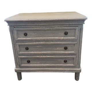 Vintage Rustic 3 Drawer Distressed Blue Gray Dresser For Sale