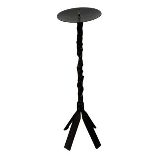 Large Mid-Century Brutalist Floor Candleholder in Wrought Iron, 1960s For Sale