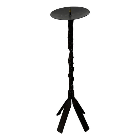 Large Mid-Century Brutalist Floor Candleholder in Wrought Iron, 1960s For Sale