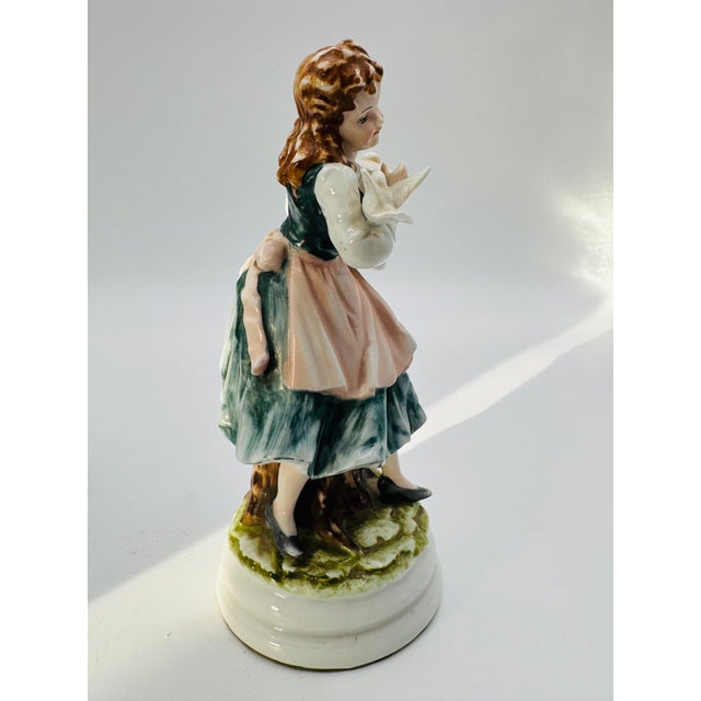 Lefton Vintage Lefton Porcelain Figurines Boy and Girl With Doves and Holding Bird Cages #Kw4045 For Sale - Image 4 of 14