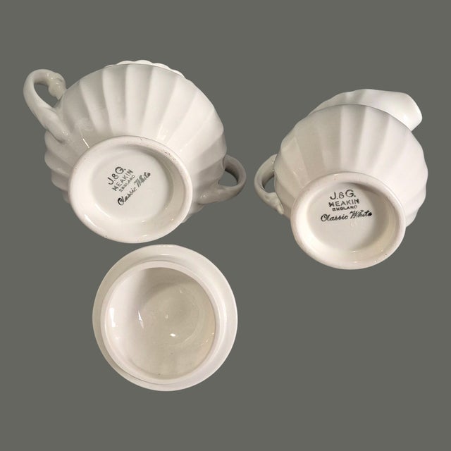 Vintage English Ironstone J & G Meakin Classic White Sugar and Creamer Set For Sale - Image 6 of 7