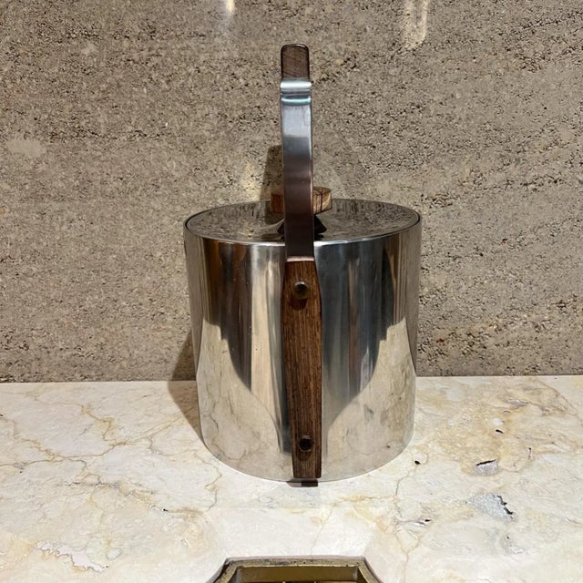 Wood 1960s Swedish Cultura Stainless Ice Bucket Sweden For Sale - Image 7 of 12