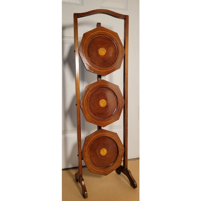 Early 20th Century Edwardian Inlaid Mahogany 3-Tier Cake Stand For Sale In Baltimore - Image 6 of 6
