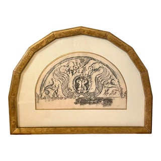 Demi-Lune Framed Charcoal Grave Rubbing Reminiscent of the Day of Doom Poem by Wanda Gag For Sale