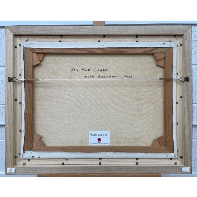 Irish Landscape Art - Vintage Oil Painting of Idyllic River Scene on the Lagan in Ireland by Modern Irish Artist, 1985 Circa For Sale - Image 10 of 11