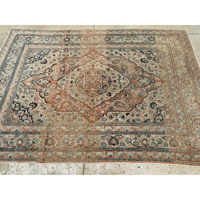 Early 20th Century Handmade Persian Tabriz Haji Jalili Accent Rug For Sale In New York - Image 6 of 8