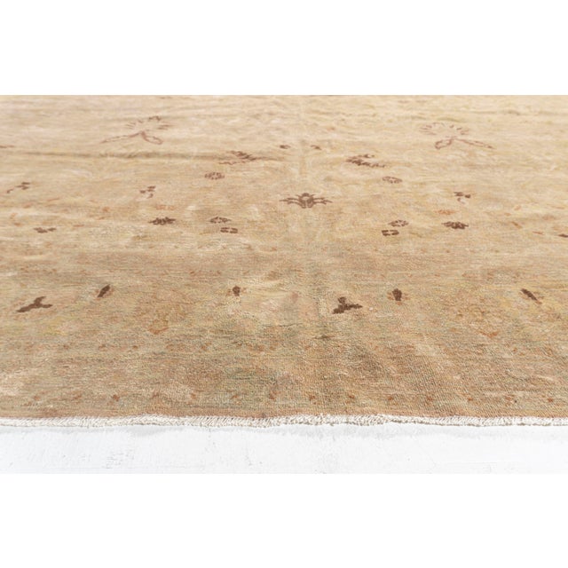 Textile Antique Circa 1920 Tan Meshad Hand Knotted Rug 9'11 X 13'2 For Sale - Image 7 of 12