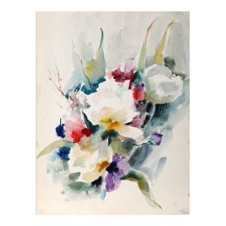 1960s "Flowers P5.13" Watercolor Painting by Eve Nethercott For Sale