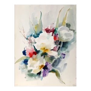1960s "Flowers P5.13" Watercolor Painting by Eve Nethercott