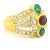 A bold and beautifully sculpted 1980s Italian cocktail ring in 18K yellow gold, set with a striking trio of gemstones — a...