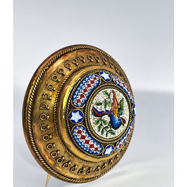 Abstract Expressionism Victorian Micromosaic Brooch, Brass or 9k Gold, Italy, Circa 1890 For Sale - Image 3 of 8