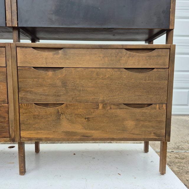 Brown 1960s Noral Olson for Kopenhavn Walnut 2-Bay Modular Shelving Unit W/ Desk Bar For Sale - Image 8 of 15