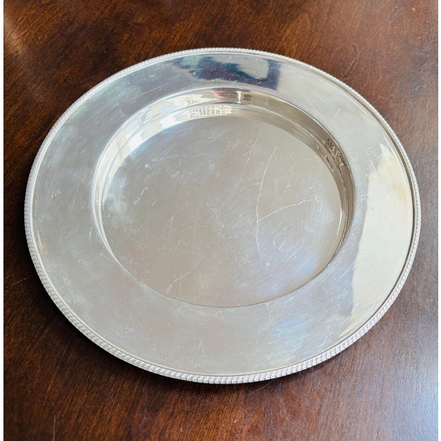Rare Antique Hardy Bros. Sydney and Brisbane- Made in England- Sterling Silver 12” Round Beaded Tray For Sale - Image 4 of 9