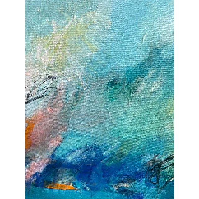 Abstract Large Abstract Colorful Painting 'Sea Between” For Sale - Image 3 of 6