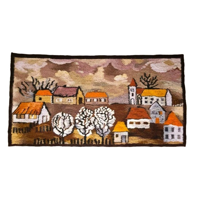Mid-Century Modern Handwoven Polish Tapestry Wall Rug, 1970s For Sale - Image 6 of 6