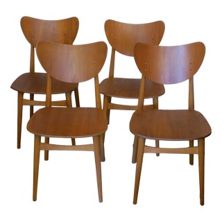 Teak Butterfly Dining Chairs, 1960s, Set of 4 For Sale