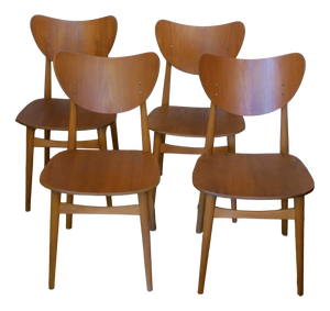 Teak Butterfly Dining Chairs, 1960s, Set of 4