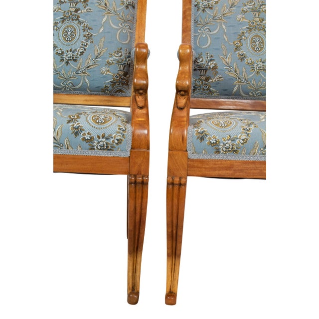 19th Century Early 19th Century Empire Biedermeier Plumwood Swan Armchairs, Set of 2 For Sale - Image 5 of 11