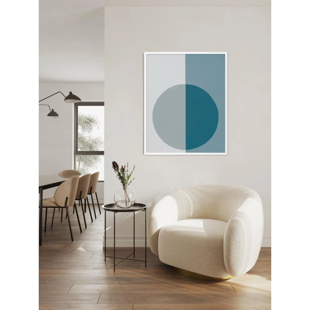 Mid-Century Modern Modern Blue-Grey Forever by Stephanie Henderson in White Frame, Medium Art Print For Sale - Image 3 of 4