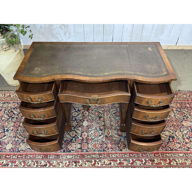 English Desk in Mahogany with a Leather Top, 1950s For Sale - Image 15 of 16