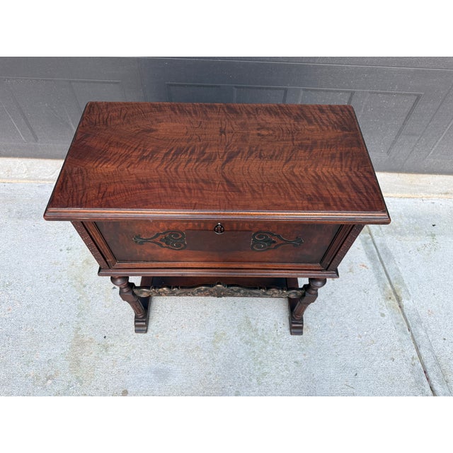 Vintage Ornate Drop-Front Entry Cabinet For Sale - Image 4 of 5