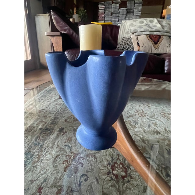 Arts & Crafts Vintage Arts and Crafts Mission Niloak Ozark Blue Art Pottery Vase For Sale - Image 3 of 4