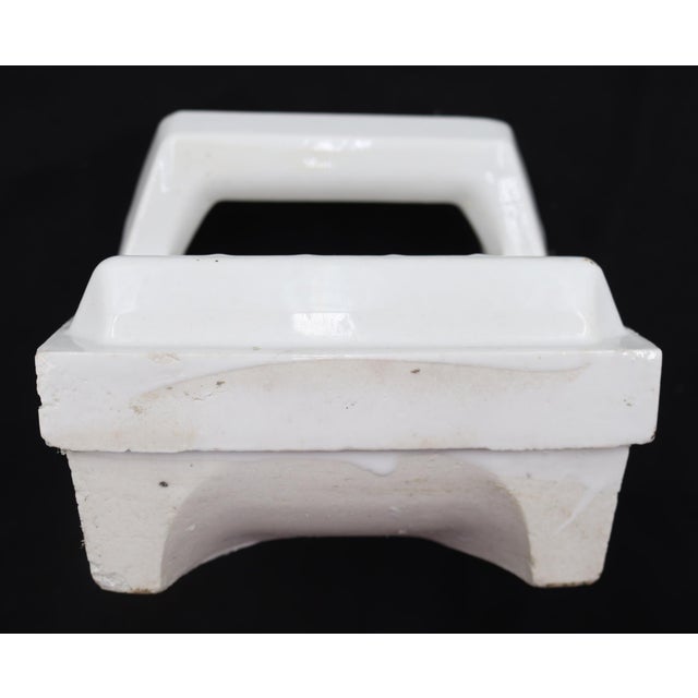 Ceramic Vintage White Ceramic Bathroom Soap Dish With Handle For Sale - Image 7 of 9
