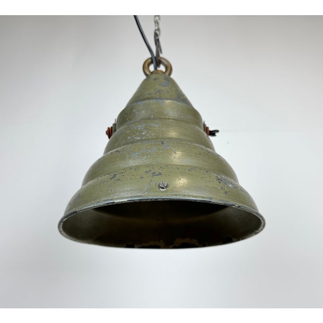 Industrial Aluminium Hanging Lamp in Green, 1970s For Sale - Image 6 of 14