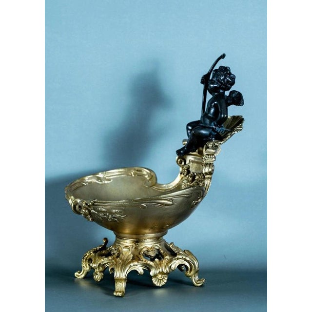 Antique Gilt Bronze Rococo Tazza with Cherub by E. Provest, 1900 For Sale - Image 4 of 8