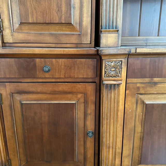 Tuscan Ethan Allen Tuscan Media Lift Cabinet With Glass Book Shelf Cabinets For Sale - Image 3 of 12