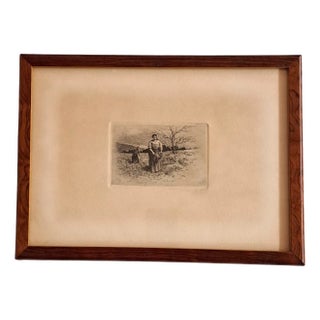 T. Campuzano Y Aguirre, Peasants, 1895, Engraving, Framed For Sale