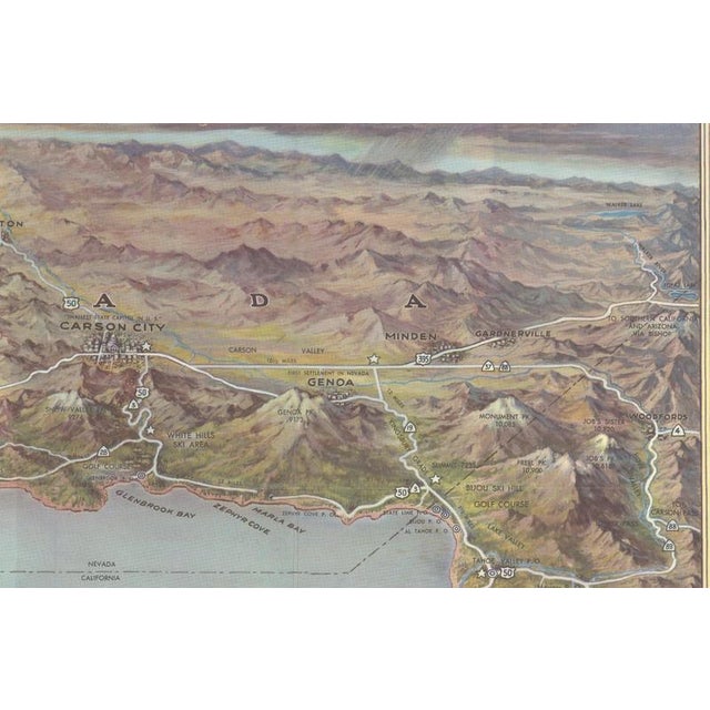 Vintage Lake Tahoe Birds-Eye View Pictorial Map from Gerald A. Eddy, 1945 For Sale - Image 4 of 10