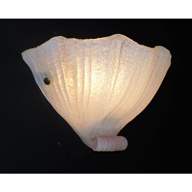 1960s Murano Shell Sconce With Pink Curl, a Pair For Sale - Image 9 of 10